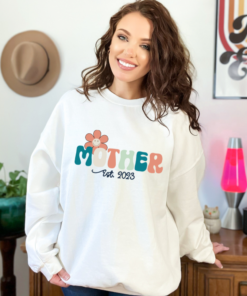 Mother est DTF Transfer shown on sweatshirt.
